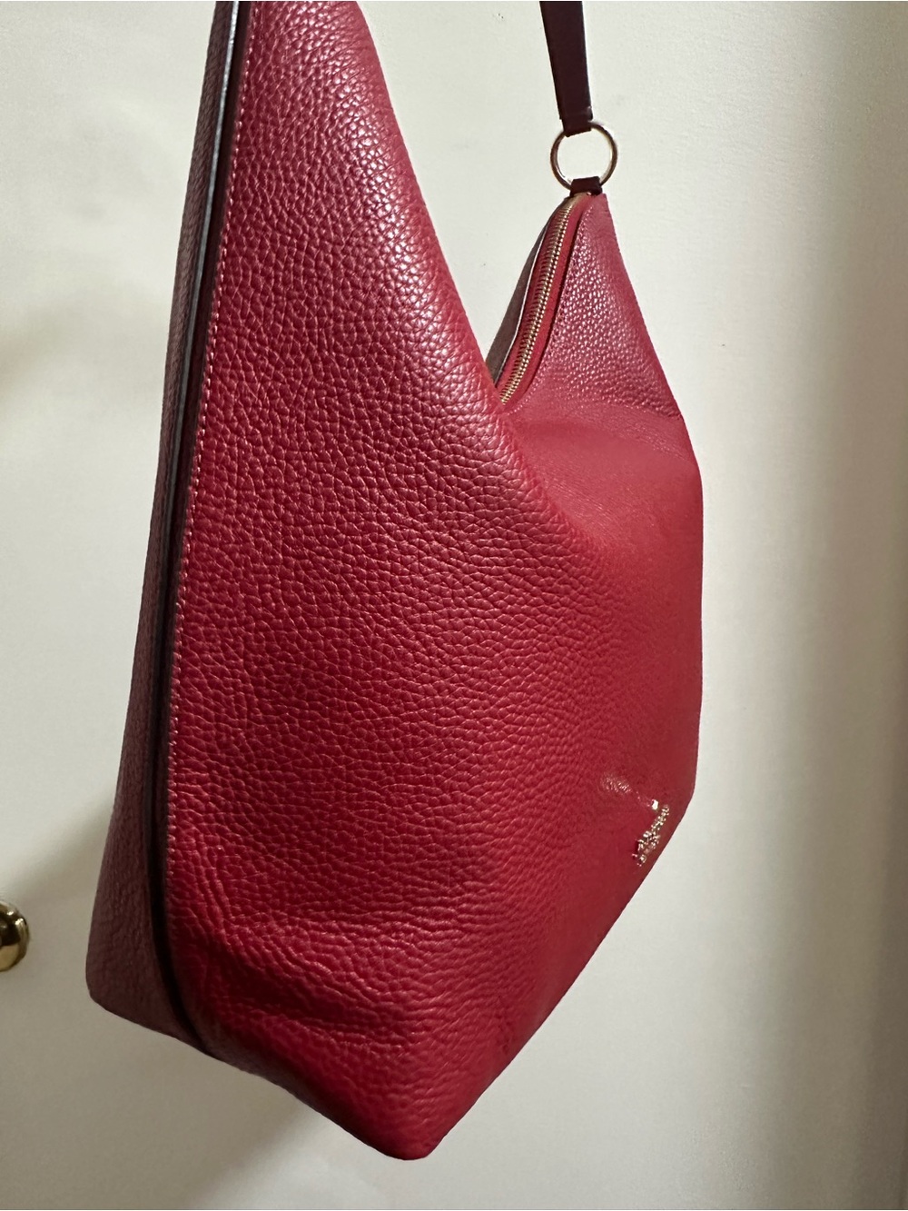 kate spade Red Pebbled Leather Shoulder Hobo Bag with Hold Hardware - Picture 2 of 16
